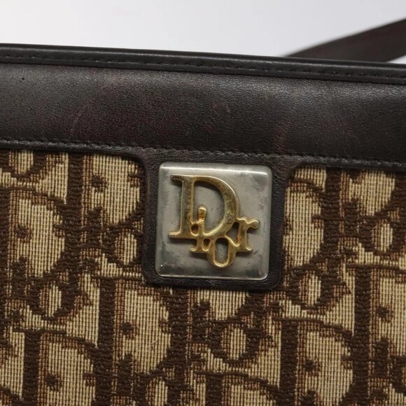 Christian Dior Trotter Canvas Shoulder Bag Brown Gold Auth BD543 - Picture 10 of 16